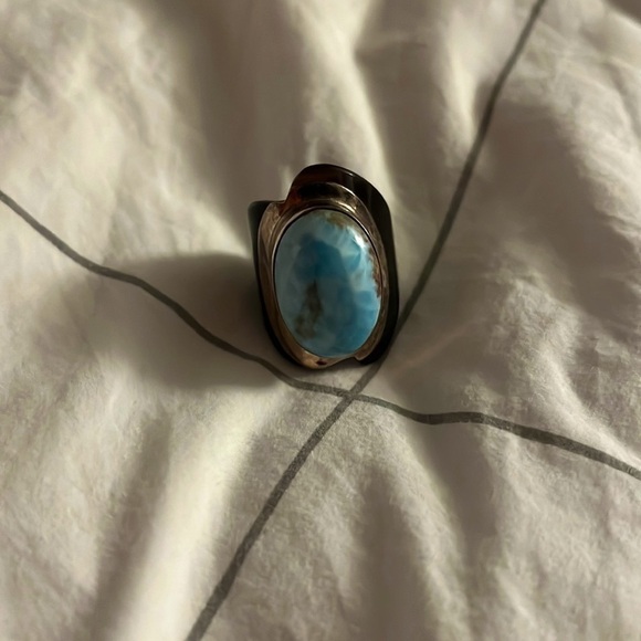 LARIMAR GEMSTONE and STERLING SILVER ring from D.R., approx size 7.5 - Picture 1 of 4